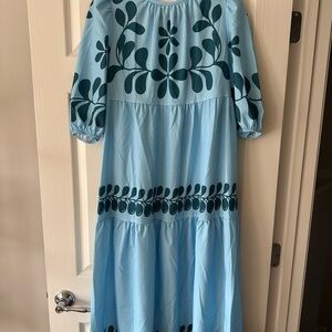 Blue Midi Floral Maxi Dress - Baby Shower - Bridal Shower - Game Day